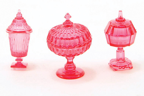 Dollhouse Miniature Candy Dishes, 3Pc, Cranberry